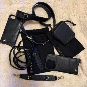 Bandolier Black Leather Phone Accessory Collection